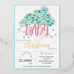 November Gold Foil Modern Baby Shower Invitation