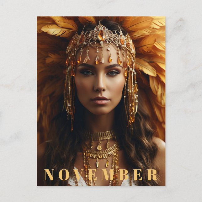 *~* NOVEMBER Headdress Birthstone  Topaz AP53 Postcard (Front)