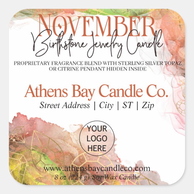 November Hidden Jewellery Candle Product Label (Front)