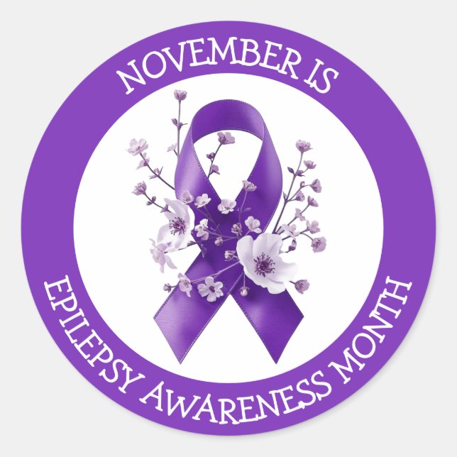 November is Epilepsy Awareness Month Classic Round Sticker (Front)