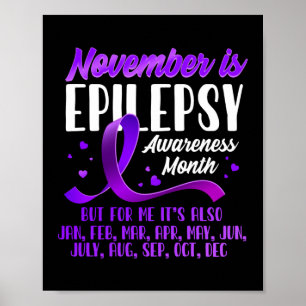 November Is Epilepsy Awareness Month Ribbon Poster