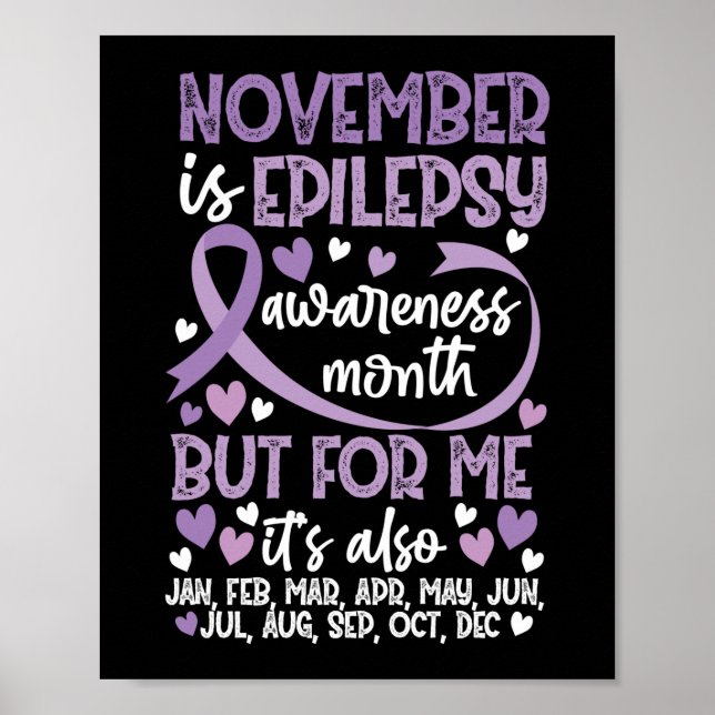 November Is Epilepsy Awareness Month Ribbon Poster (Front)