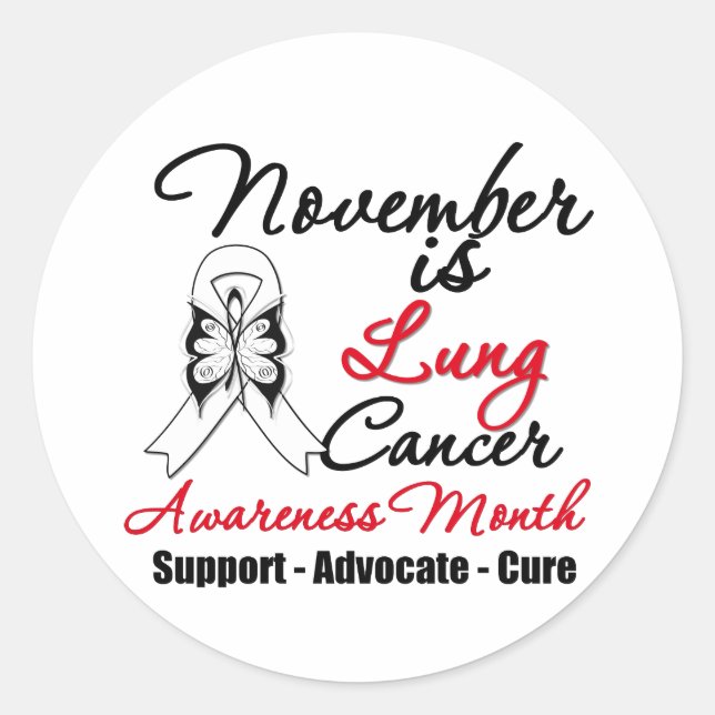 November is Lung Cancer Awareness Month Classic Round Sticker (Front)