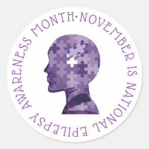 NOVEMBER IS NATIONAL EPILEPSY AWARENESS MONTH CLASSIC ROUND STICKER