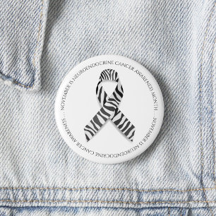 November is Neuroendocrine Cancer Month Zebra 6 Cm Round Badge