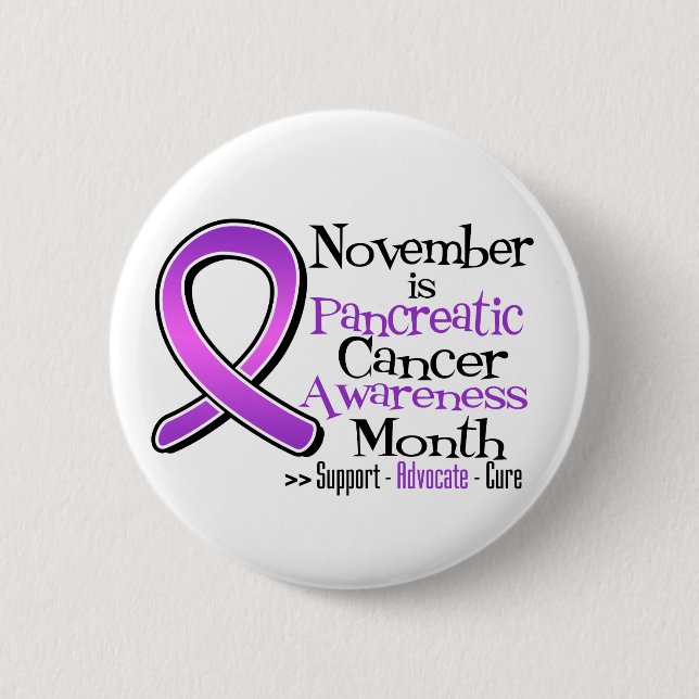 November is Pancreatic Cancer Awareness Month 6 Cm Round Badge (Front)