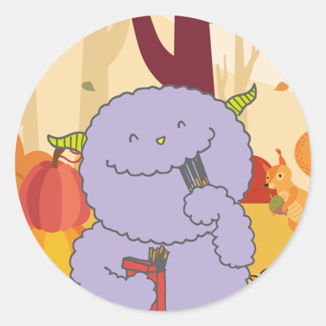 November Monster Seal. Classic Round Sticker (Front)