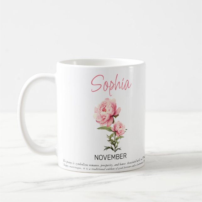 November Personalised Birth Flower Coffee Mug (Left)