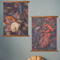 November: red berries and brown autumn leaves