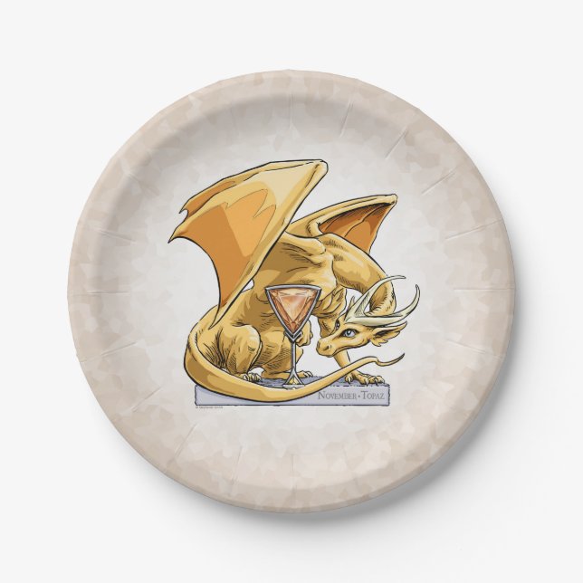 November’s Birthstone Dragon: Topaz  Paper Plate (Front)
