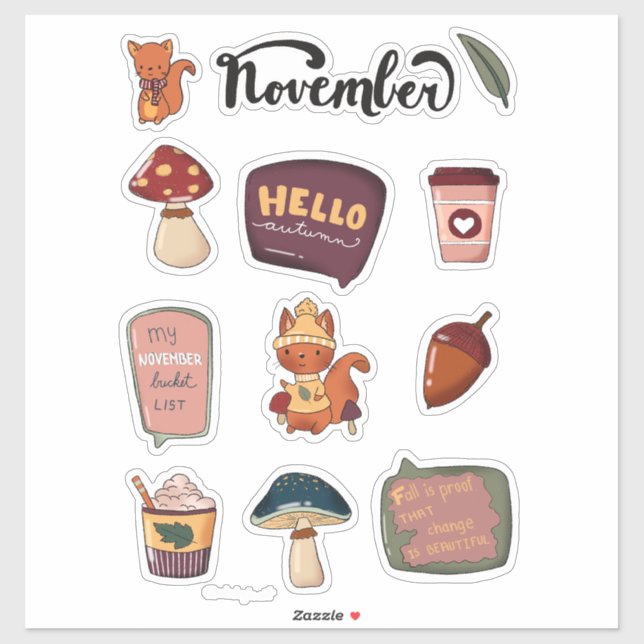November Sticker Sheet - Squirrels & Cozy Moments (Sheet)
