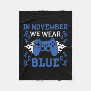November We Wear Blue T1d T2d Diabetic Diabetes Ga Fleece Blanket
