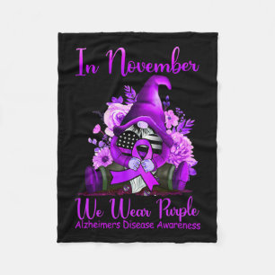November We Wear Purple Gnome Pumpkin Alzheimerhei Fleece Blanket