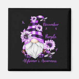 November We Wear Purple Gnomes Alzheimerheimer Awa Magnet