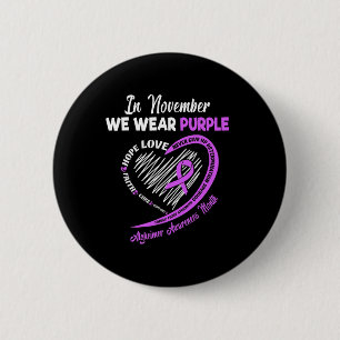 November We Wear Purple Ribbon Alzheimerheimer Awa 6 Cm Round Badge