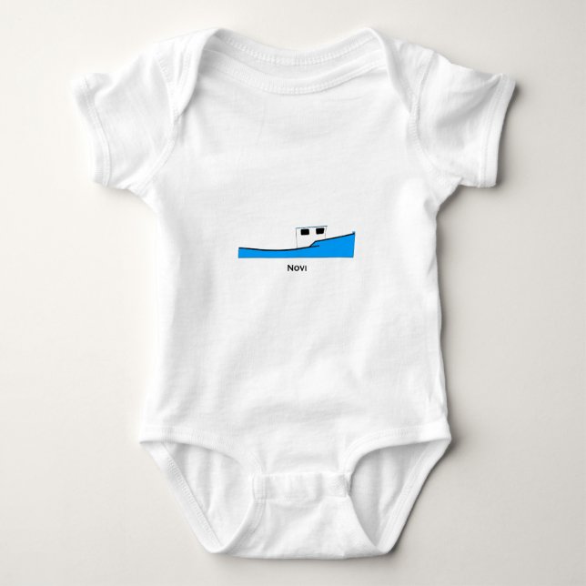 Novi (Nova Scotia) Commercial Fishing Boat Baby Bodysuit (Front)