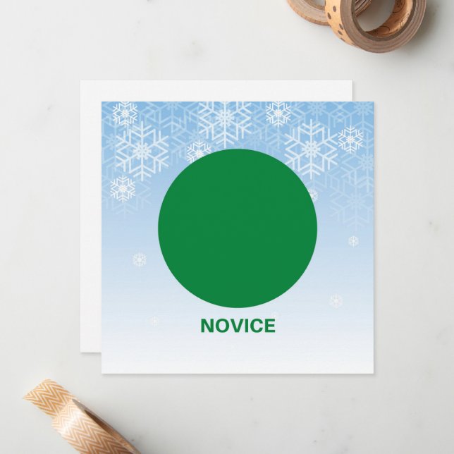 Novice Skier Green Circle Trail Sign Card (Front/Back In Situ)