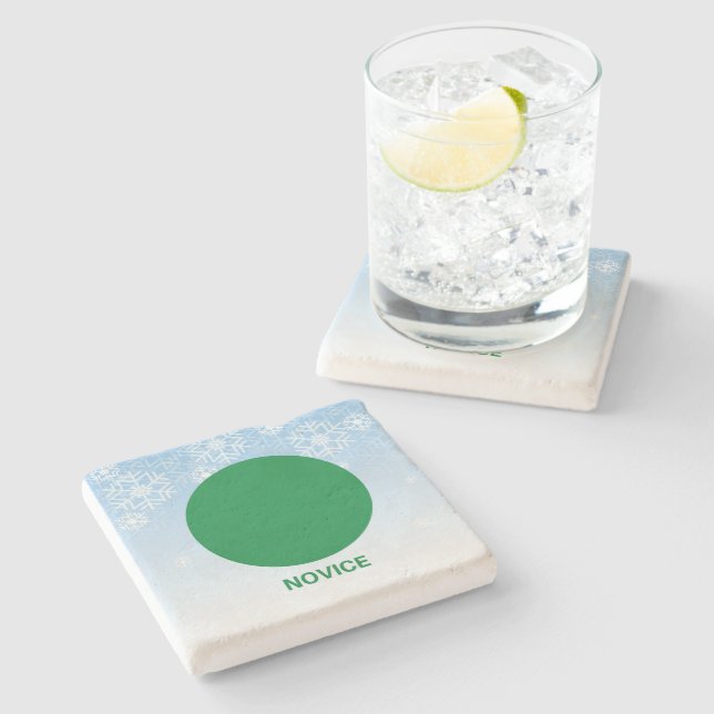 Novice Skier Green Circle Trail Sign Stone Coaster (Side)