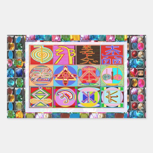 NOVINO ReikiHealing n KARUNA Reiki Symbols Rectangular Sticker (Front)