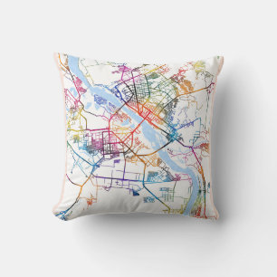 Novosibirsk Russia City Map Cushion