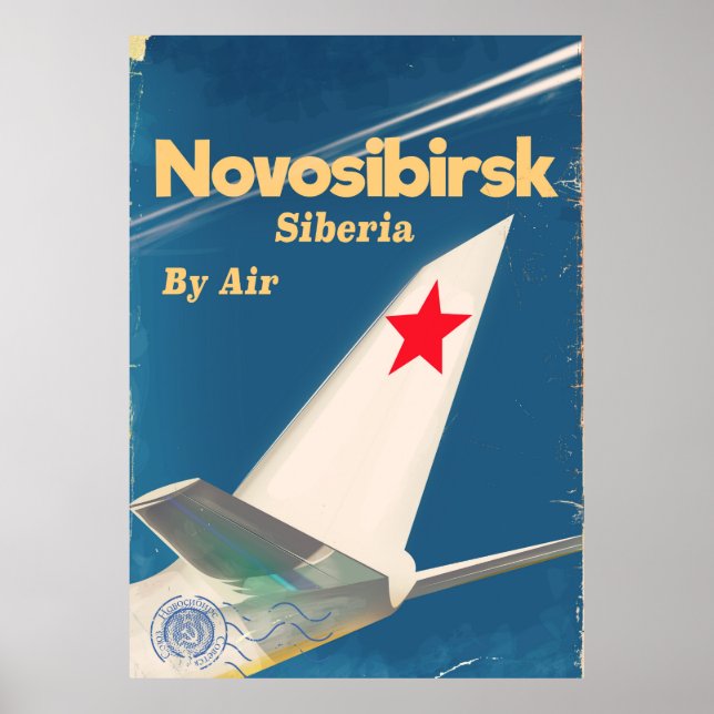 Novosibirsk Siberia soviet union flight poster (Front)