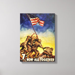 Now all together Vintage War Poster Restored Canvas Print