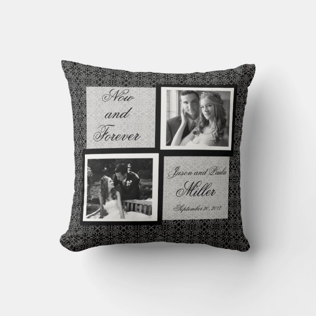 Now and Forever Black and White Pattern Pillow (Front)