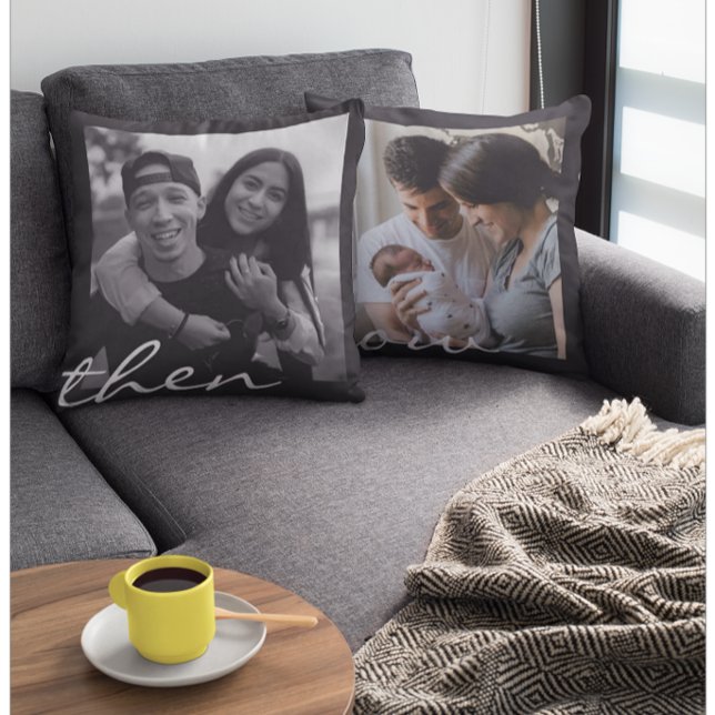 Now and Then Anniversary Couples Gift Photo Cushion (Creator Uploaded)