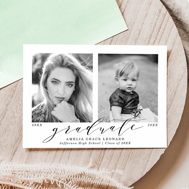 Now and Then Mint Green Photo Graduation Announcement (Creator Uploaded)