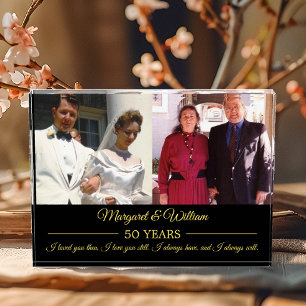 Now and Then Photos Gold Text Anniversary Photo