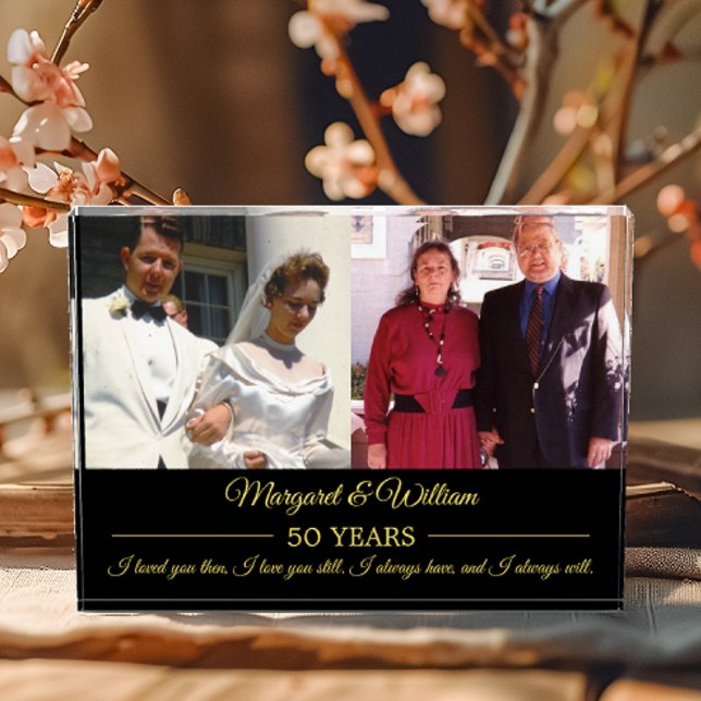 Now and Then Photos Gold Text Anniversary Photo (Creator Uploaded)