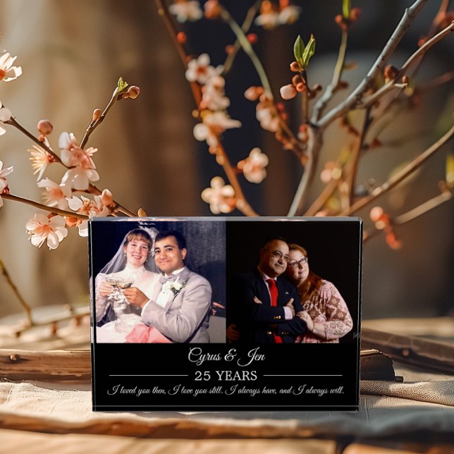 Now and Then Photos Silver Text Anniversary Photo (Creator Uploaded)