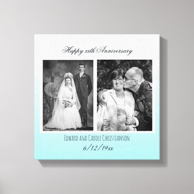 Now and Then Wedding Photo Anniversary Canvas Print (Front)