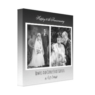 Now and Then Wedding Photo Anniversary Canvas Print