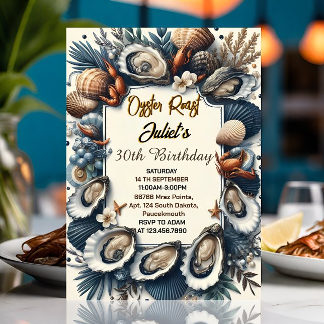 Now Beach Seafood pearl oyster roast 30th Birthday Invitation (Creator Uploaded)
