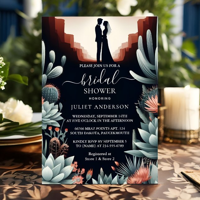 Now Boho Leaf Desert Cacti Succulent Bridal Shower Invitation (Creator Uploaded)