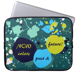 Now Colours Past & Future Green Paint Splatter Laptop Sleeve