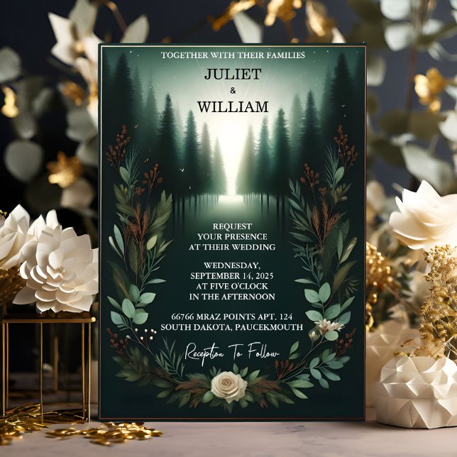 Now Forest Nature Garden Plant Dark Green Wedding Invitation (Creator Uploaded)
