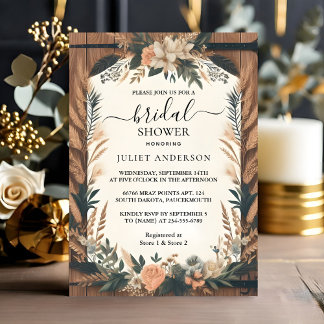 Now Garden Spring Wood Boho Rustic Bridal Shower Invitation
