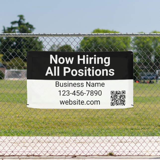 Now Hiring All Positions Business Name QR Code Banner (Insitu)