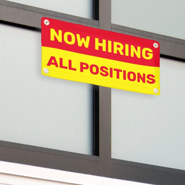 Now Hiring All Positions Help Wanted Business Banner (Outside Building)