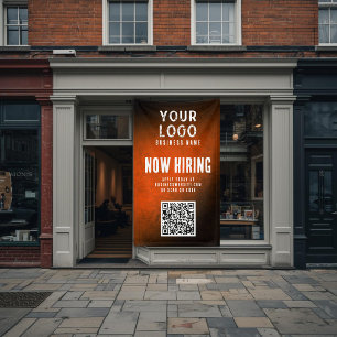 Now Hiring Banner QR Code Orange Grunge Gradient