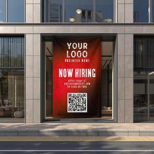 Now Hiring Banner QR Code Red Grunge Gradient