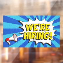 Now Hiring Blue White Megaphone Bright Colours