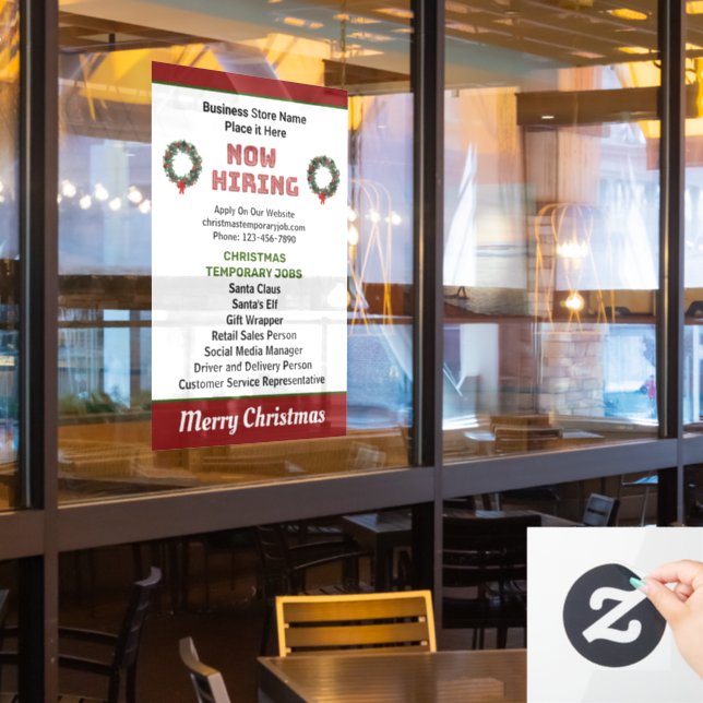 Now Hiring Christmas Holidays Jobs Custom (Restaurant Window)