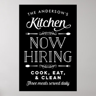 Now Hiring Fun Personalised Custom Kitchen Print