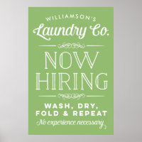 Now Hiring Fun Personalised Laundry Print Green