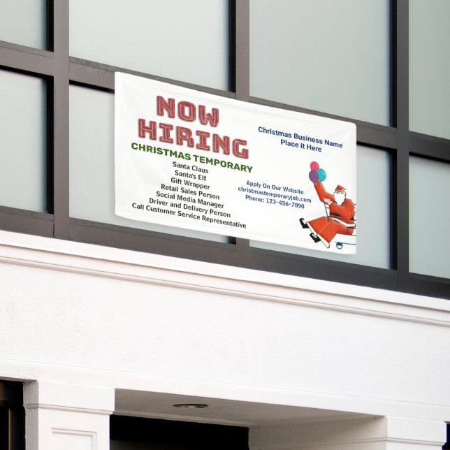 Now Hiring Help Business Christmas Holidays Custom Banner (Outside Building)