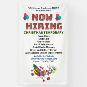 Now Hiring Help Wanted Business Christmas Custom Banner