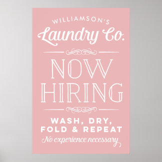Now Hiring Pink Personalized Laundry Room Print